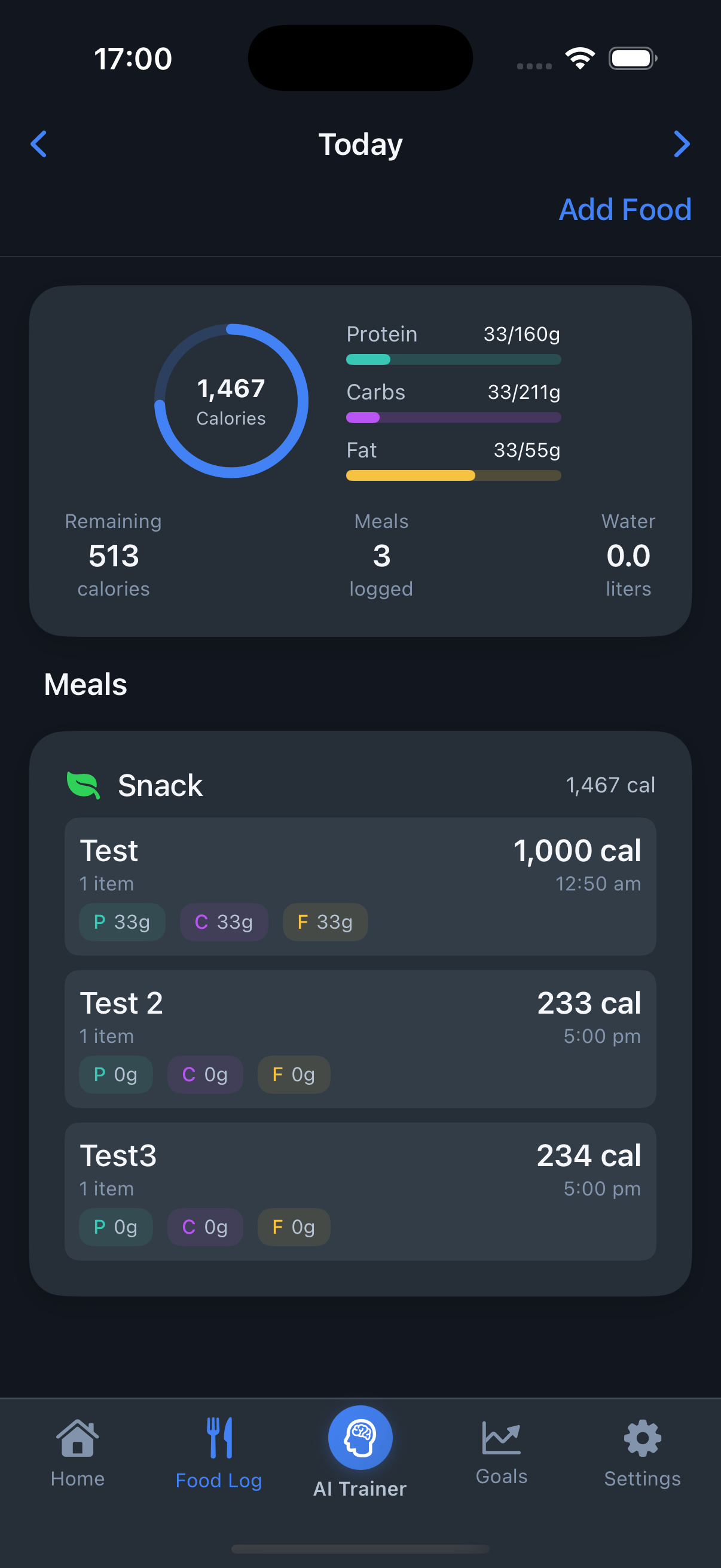Food Logging Interface